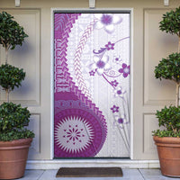 Bula Fiji Door Cover Violet Plumeria Masi Tapa Pattern LT05 Violet - Polynesian Pride