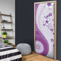 Bula Fiji Door Cover Violet Plumeria Masi Tapa Pattern LT05 - Polynesian Pride
