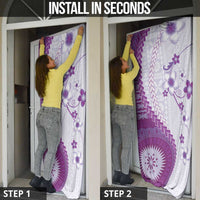 Bula Fiji Door Cover Violet Plumeria Masi Tapa Pattern LT05 - Polynesian Pride