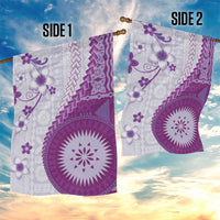 Bula Fiji Garden Flag Violet Plumeria Masi Tapa Pattern - Polynesian Pride