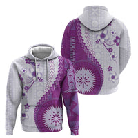Bula Fiji Hoodie Violet Plumeria Masi Tapa Pattern - Polynesian Pride
