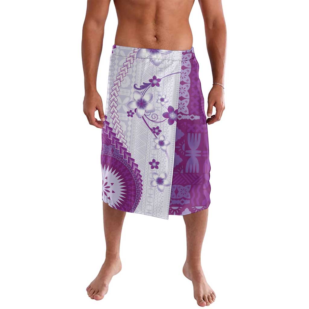 Bula Fiji Lavalava Violet Plumeria Masi Tapa Pattern - Polynesian Pride