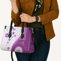 Bula Fiji Leather Bag Violet Plumeria Masi Tapa Pattern - Polynesian Pride