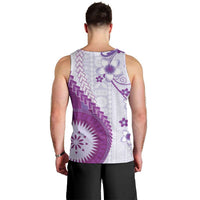 Bula Fiji Men Tank Top Violet Plumeria Masi Tapa Pattern - Polynesian Pride