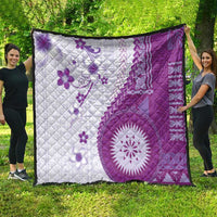 Bula Fiji Quilt Violet Plumeria Masi Tapa Pattern - Polynesian Pride