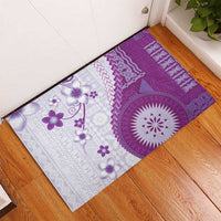 Bula Fiji Rubber Doormat Violet Plumeria Masi Tapa Pattern - Polynesian Pride