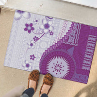 Bula Fiji Rubber Doormat Violet Plumeria Masi Tapa Pattern - Polynesian Pride