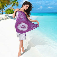 Bula Fiji Sarong Violet Plumeria Masi Tapa Pattern - Polynesian Pride