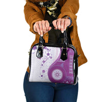 Bula Fiji Shoulder Handbag Violet Plumeria Masi Tapa Pattern - Polynesian Pride