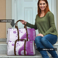 Bula Fiji Travel Bag Violet Plumeria Masi Tapa Pattern - Polynesian Pride