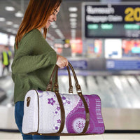 Bula Fiji Travel Bag Violet Plumeria Masi Tapa Pattern - Polynesian Pride