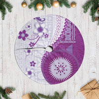Bula Fiji Tree Skirt Violet Plumeria Masi Tapa Pattern - Polynesian Pride