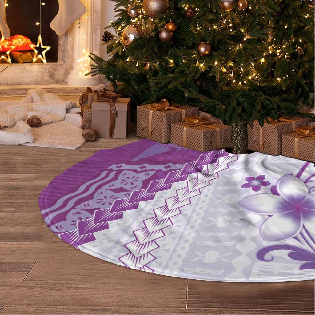 Bula Fiji Tree Skirt Violet Plumeria Masi Tapa Pattern - Polynesian Pride