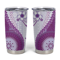 Bula Fiji Tumbler Cup Violet Plumeria Masi Tapa Pattern - Polynesian Pride
