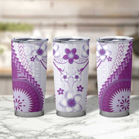 Bula Fiji Tumbler Cup Violet Plumeria Masi Tapa Pattern - Polynesian Pride
