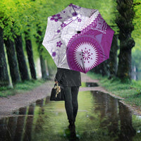 Bula Fiji Umbrella Violet Plumeria Masi Tapa Pattern - Polynesian Pride