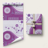 Bula Fiji Wrapping Paper Violet Plumeria Masi Tapa Pattern LT05 58" × 23" Violet - Polynesian Pride