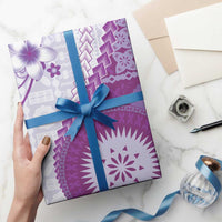 Bula Fiji Wrapping Paper Violet Plumeria Masi Tapa Pattern LT05 - Polynesian Pride