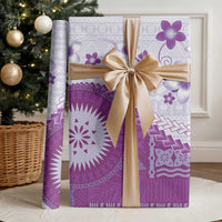 Bula Fiji Wrapping Paper Violet Plumeria Masi Tapa Pattern LT05 - Polynesian Pride