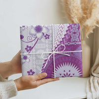Bula Fiji Wrapping Paper Violet Plumeria Masi Tapa Pattern LT05 - Polynesian Pride