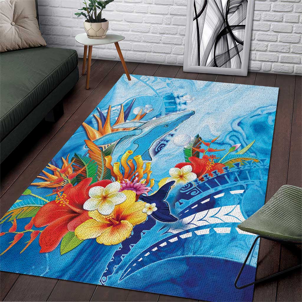 Polynesia Humpback Whale Area Rug Ocean Style