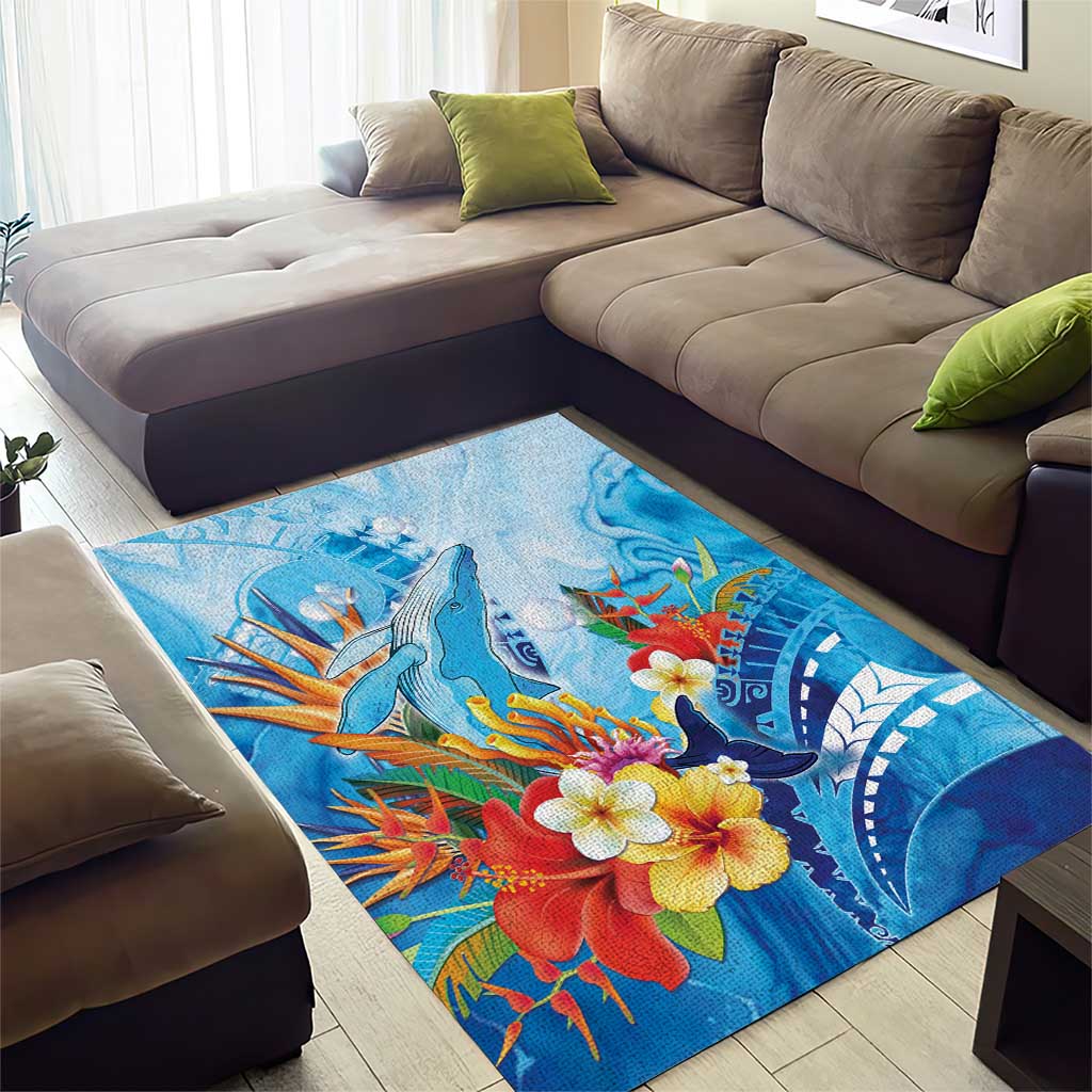 Polynesia Humpback Whale Area Rug Ocean Style