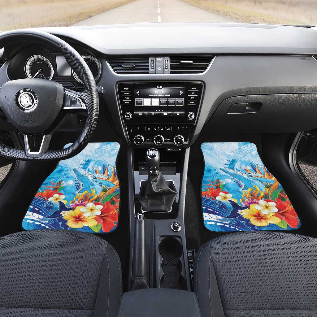 Polynesia Humpback Whale Car Mats Ocean Style LT05 Set 2pcs - Front Blue - Polynesian Pride