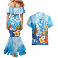 Polynesia Humpback Whale Couples Matching Mermaid Dress and Hawaiian Shirt Ocean Style LT05 - Polynesian Pride