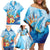 Polynesia Humpback Whale Family Matching Off Shoulder Short Dress and Hawaiian Shirt Ocean Style