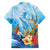 Polynesia Humpback Whale Family Matching Off Shoulder Short Dress and Hawaiian Shirt Ocean Style