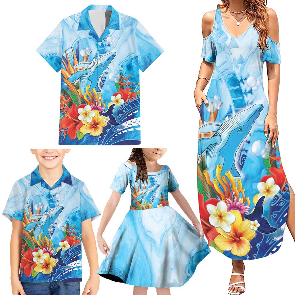 Polynesia Humpback Whale Family Matching Summer Maxi Dress and Hawaiian Shirt Ocean Style LT05 - Polynesian Pride