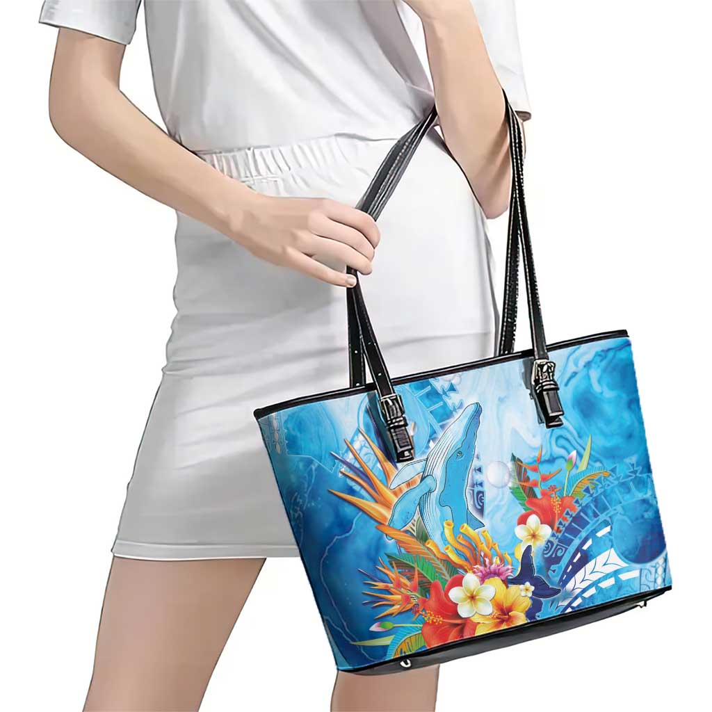 Polynesia Humpback Whale Leather Tote Bag Ocean Style LT05 - Polynesian Pride