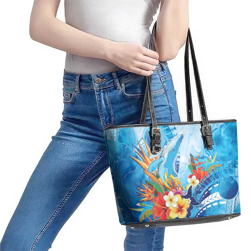 Polynesia Humpback Whale Leather Tote Bag Ocean Style LT05 - Polynesian Pride