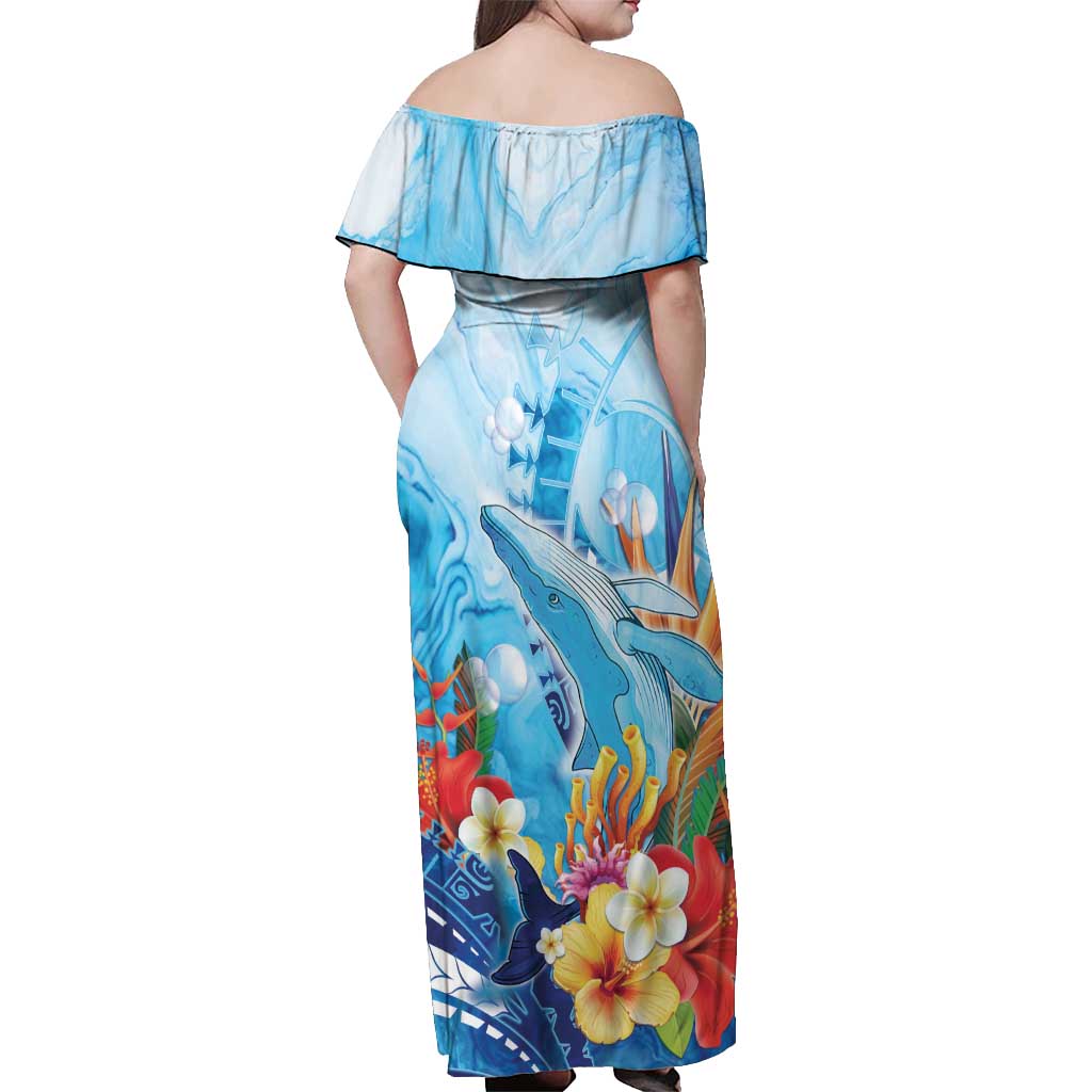 Polynesia Humpback Whale Off Shoulder Maxi Dress Ocean Style LT05 - Polynesian Pride