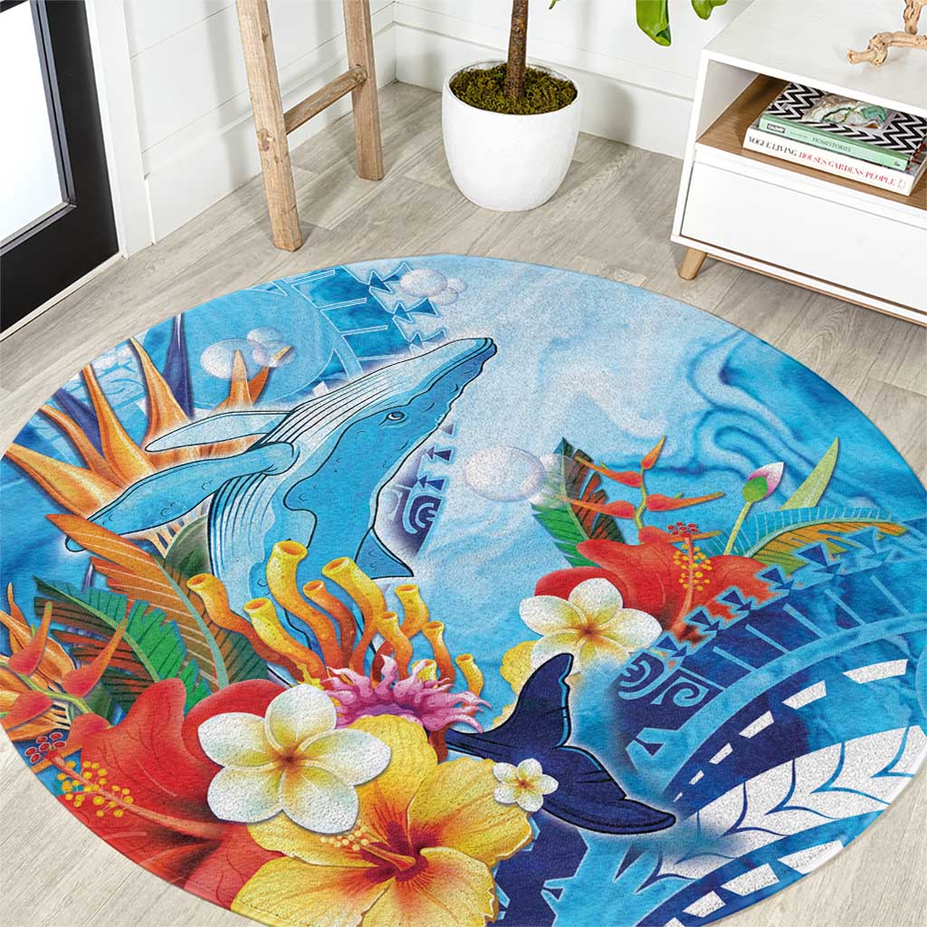 Polynesia Humpback Whale Round Carpet Ocean Style