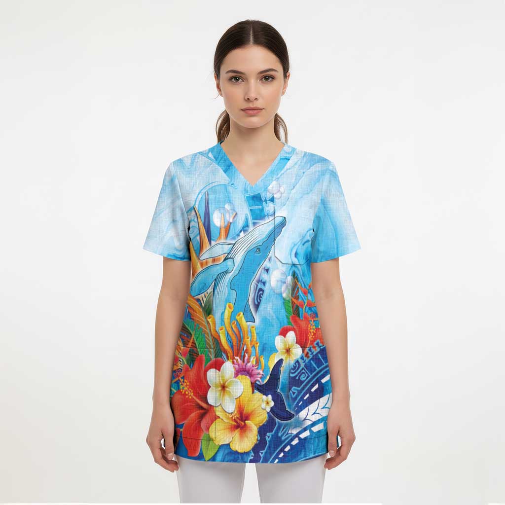 Polynesia Humpback Whale Scrub Top Ocean Style LT05 - Polynesian Pride