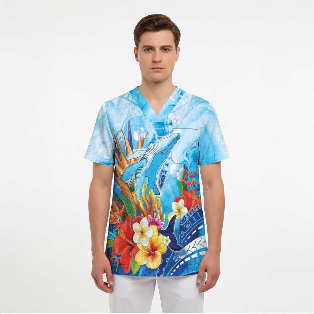 Polynesia Humpback Whale Scrub Top Ocean Style LT05 - Polynesian Pride