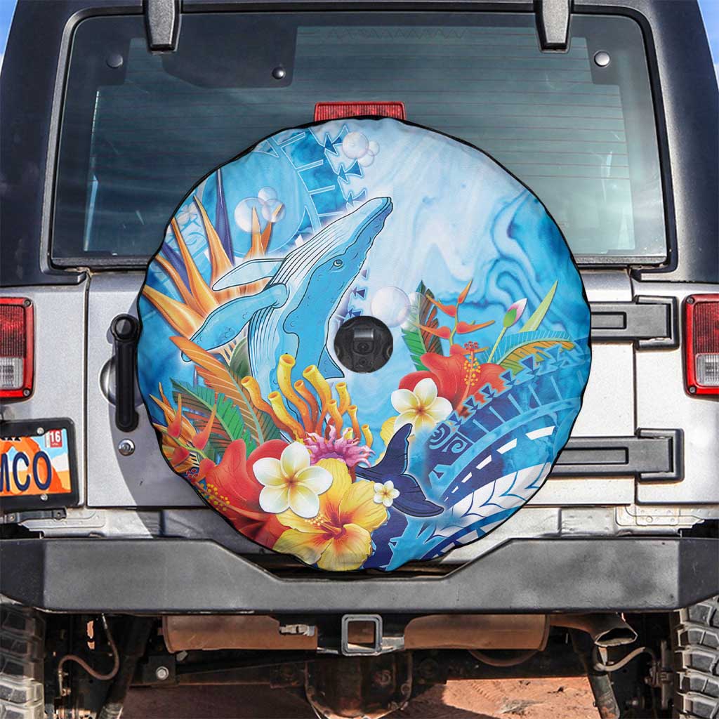 Polynesia Humpback Whale Spare Tire Cover Ocean Style LT05 Blue - Polynesian Pride