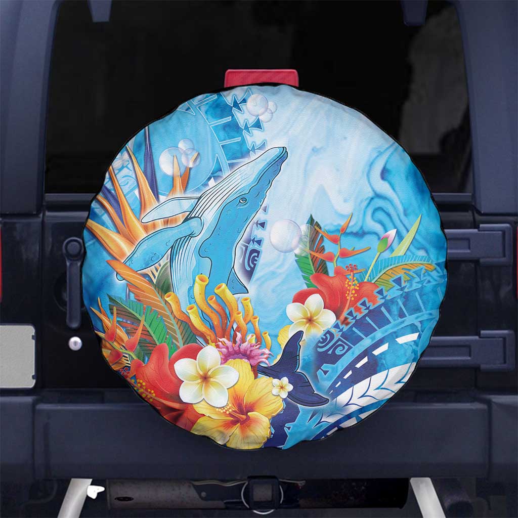 Polynesia Humpback Whale Spare Tire Cover Ocean Style LT05 No hole Blue - Polynesian Pride