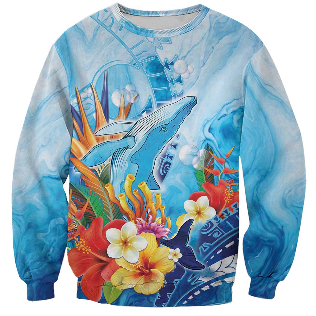 Polynesia Humpback Whale Sweatshirt Ocean Style LT05 Unisex Blue - Polynesian Pride