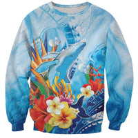 Polynesia Humpback Whale Sweatshirt Ocean Style LT05 Unisex Blue - Polynesian Pride