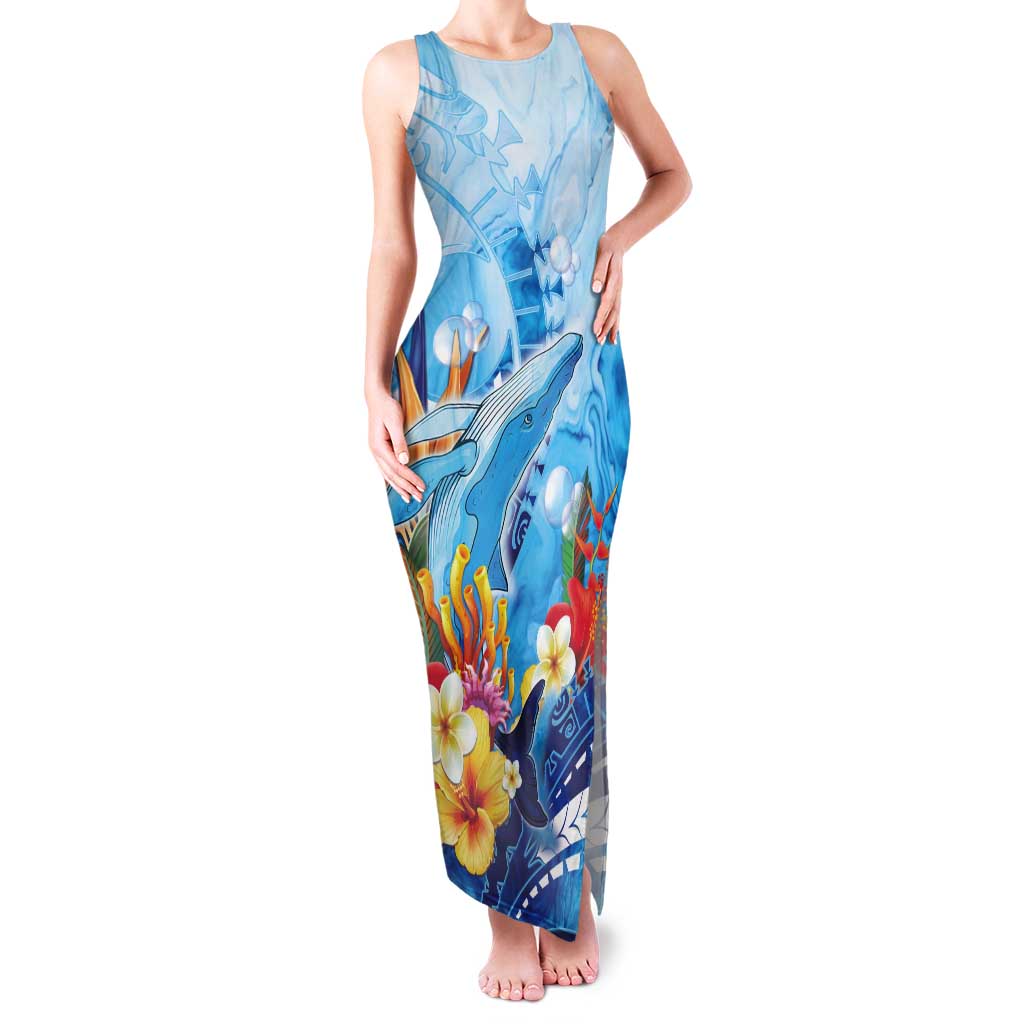 Polynesia Humpback Whale Tank Maxi Dress Ocean Style LT05 Women Blue - Polynesian Pride