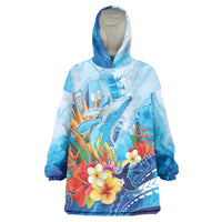 Polynesia Humpback Whale Wearable Blanket Hoodie Ocean Style LT05 One Size Blue - Polynesian Pride