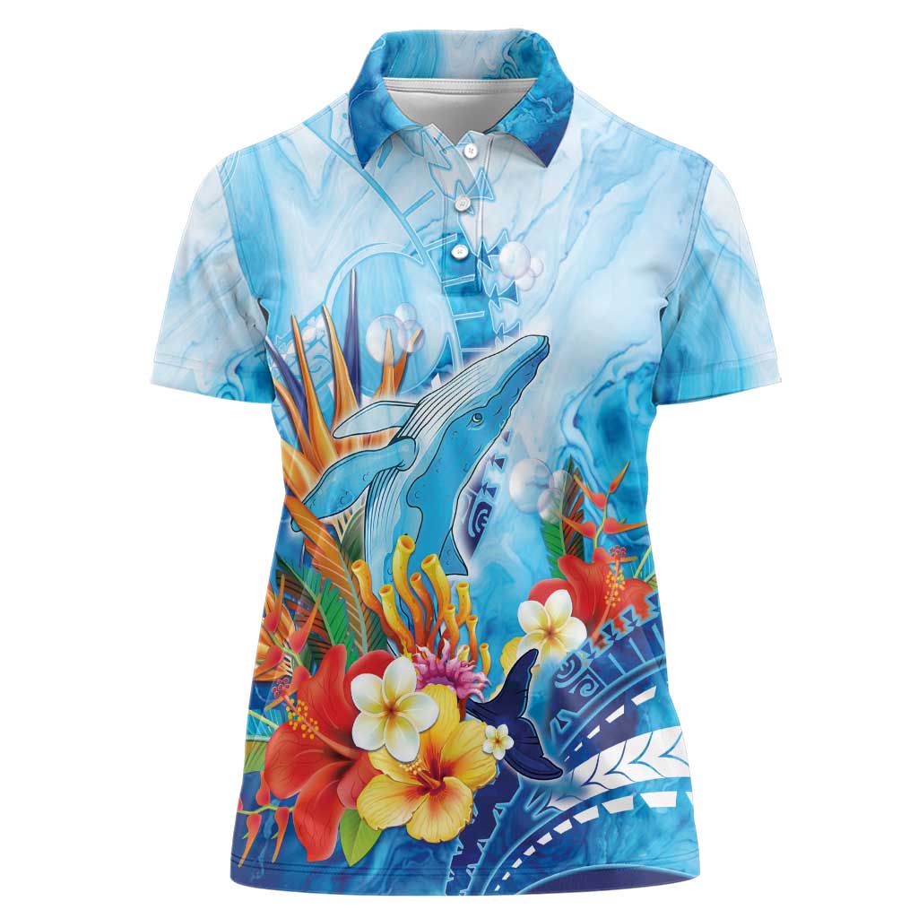 Polynesia Humpback Whale Women Polo Shirt Ocean Style