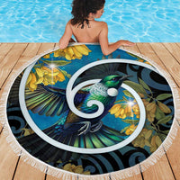 New Zealand Tui Bird Beach Blanket Maori Koru With Kowhai Flowers LT05 - Polynesian Pride
