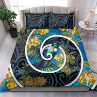 New Zealand Tui Bird Bedding Set Maori Koru With Kowhai Flowers LT05 - Polynesian Pride
