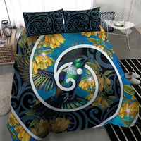 New Zealand Tui Bird Bedding Set Maori Koru With Kowhai Flowers LT05 - Polynesian Pride