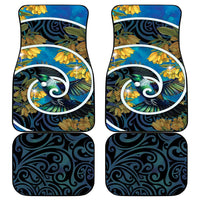 New Zealand Tui Bird Car Mats Maori Koru With Kowhai Flowers