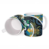 New Zealand Tui Bird Ceramic Mug Maori Koru With Kowhai Flowers LT05 - Polynesian Pride