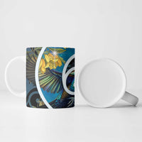 New Zealand Tui Bird Ceramic Mug Maori Koru With Kowhai Flowers LT05 - Polynesian Pride